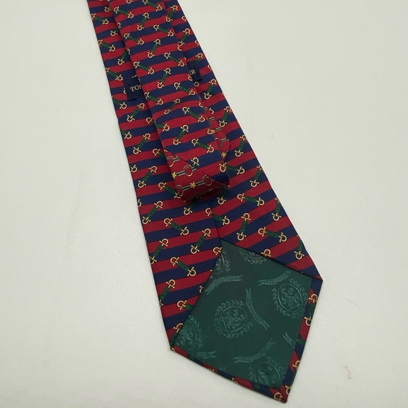 Tommy Hilfiger Italian Silk Imported Red Blue Neck Tie - Picture 7 of 14